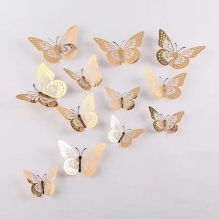 10Pcs Metallic Butterfly Gold Stock Mart Lanka