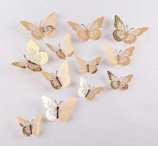 10Pcs Metallic Butterfly Gold Stock Mart Lanka